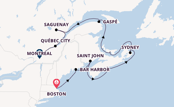 East Coast USA from Boston, Massachusetts, USA with the Seven Seas Grandeur