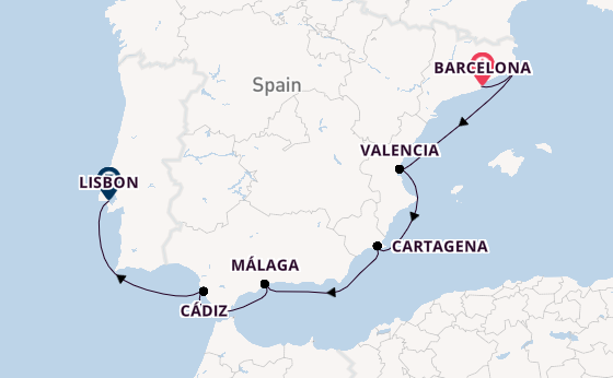 Western Mediterranean from Barcelona, Spain with the Silver Ray