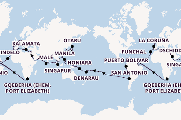 Weltreise ab Hamburg, Deutschland auf der VASCO DA GAMA