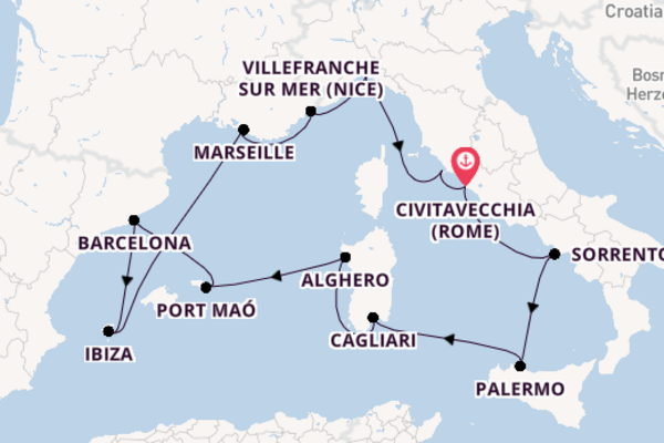 Geniet van een 15daagse cruise naar Civitavecchia (Rome)