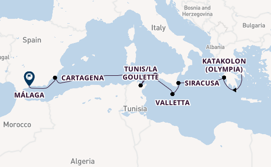 Mediterranean Sea from Athens (Piraeus), Greece with the Azamara Quest