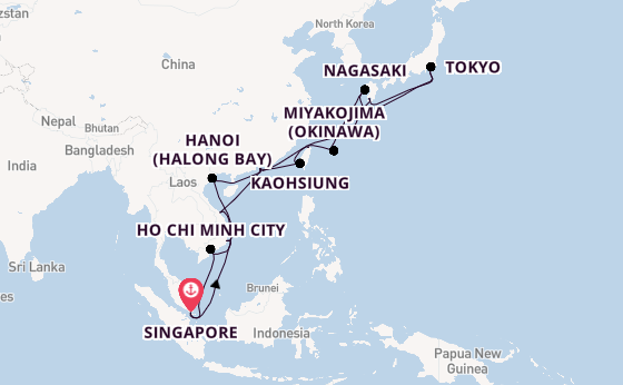 South East Asia from Singapore, Singapore with the Sapphire Princess