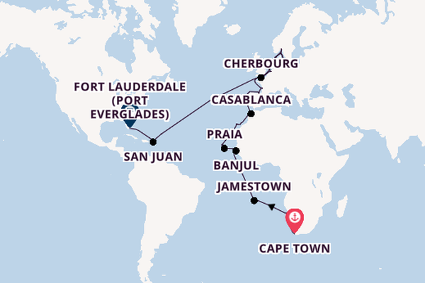 Transatlantic from Cape Town, South Africa with the Volendam