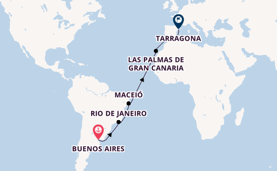 Transatlantic from Buenos Aires, Argentina with the MSC Splendida