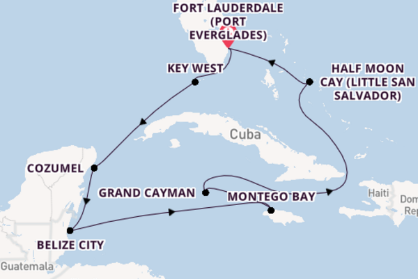 Western Caribbean from Fort Lauderdale (Port Everglades), Florida, USA with the Eurodam