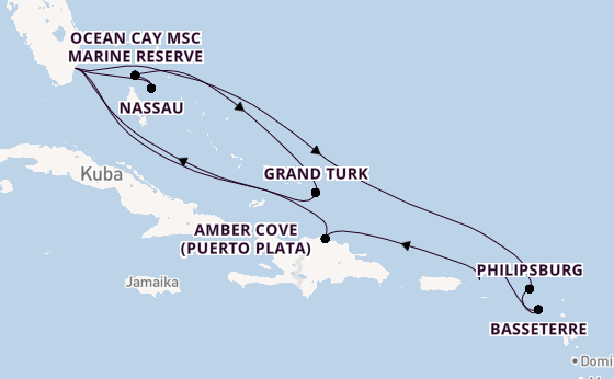 Karibik ab Miami auf der MSC Meraviglia