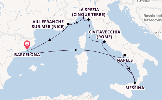 Westelijke Middellandse Zee vanaf Barcelona, Spanje met de Celebrity Xcel
