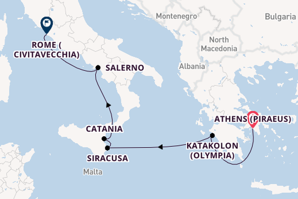 Mediterranean Sea from Athens (Piraeus), Greece with the Azamara Journey