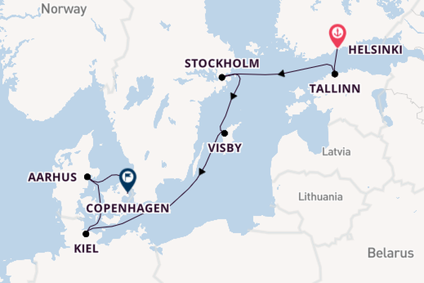 Baltic Sea from Helsinki, Finland with the Caribbean Princess