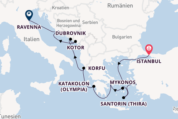 Östliches Mittelmeer ab Istanbul, Türkei auf der Norwegian Viva