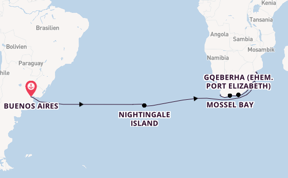 Transatlantik ab Buenos Aires, Argentinien auf der Seabourn Quest