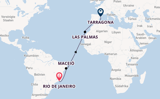 Transatlantik ab Rio de Janeiro, Brasilien auf der MSC Musica