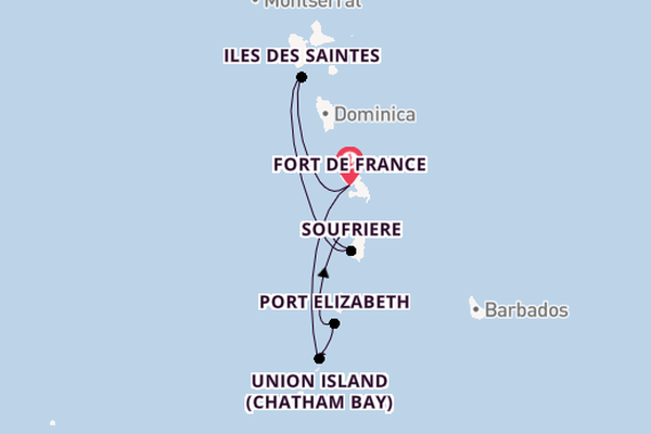 Southern Caribbean from Fort de France, Martinique with the Le Bougainville
