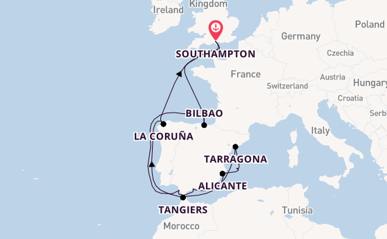 Western Mediterranean from Southampton, England with the MSC Meraviglia