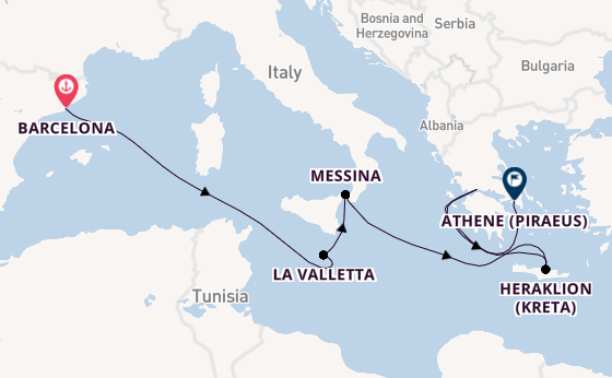 Middellandse Zee vanaf Barcelona, Spanje met de Celebrity Infinity