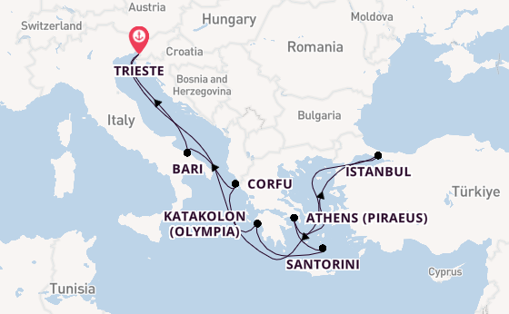 Mediterranean Sea from Trieste, Italy with the MSC Fantasia