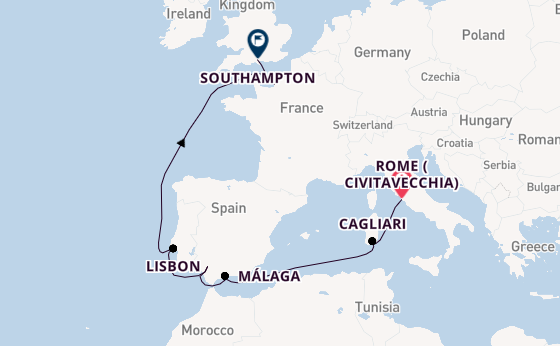 Western Mediterranean from Rome (Civitavecchia), Italy with the Caribbean Princess