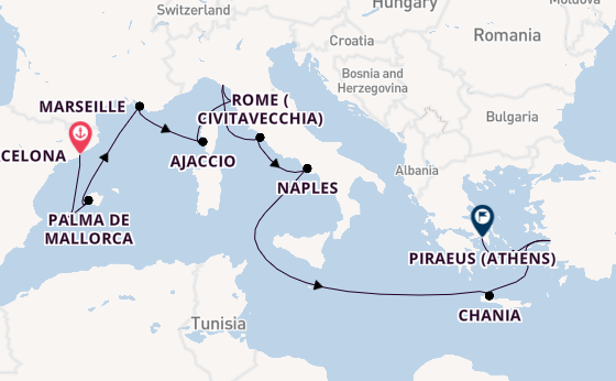Mediterranean from Barcelona, Spain with the Sun Princess
