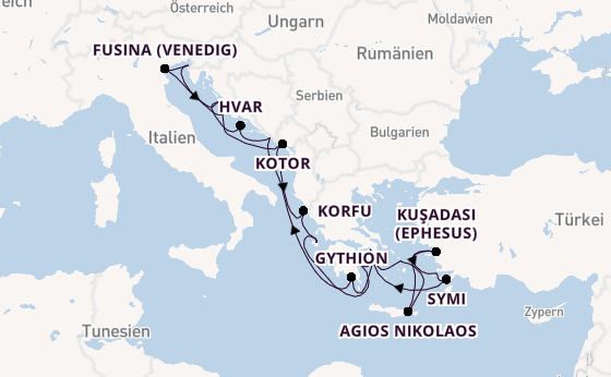 Östliches Mittelmeer ab Piräus (Athen), Griechenland auf der Seabourn Quest
