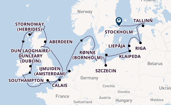 British Isles from Southampton, England with the Insignia
