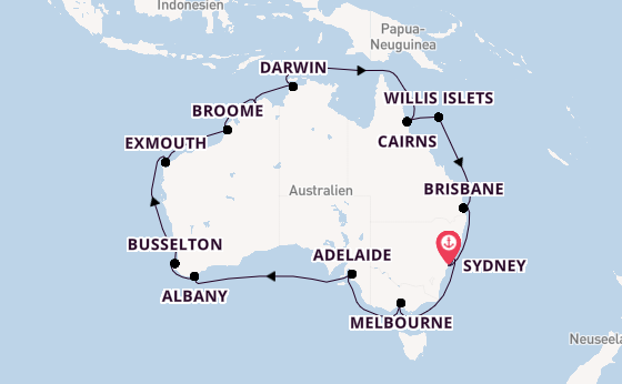 Australien ab Sydney auf der Crown Princess