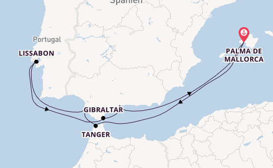 Westliches Mittelmeer ab Palma de Mallorca, Spanien auf der Mein Schiff 2