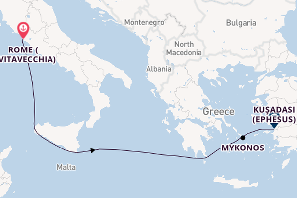 Mediterranean Sea from Rome (Civitavecchia), Italy with the MSC Divina