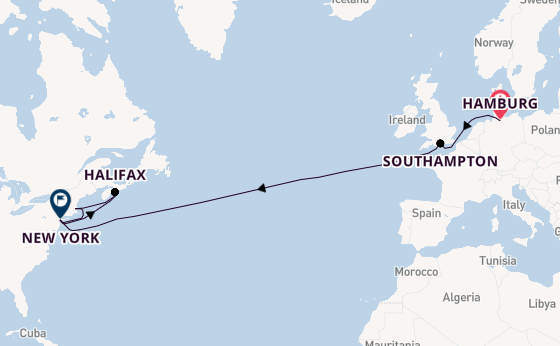Transatlantic from Hamburg, Germany with the Queen Mary 2