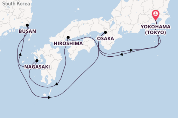 Japan from Yokohama (Tokyo), Japan with the Queen Elizabeth