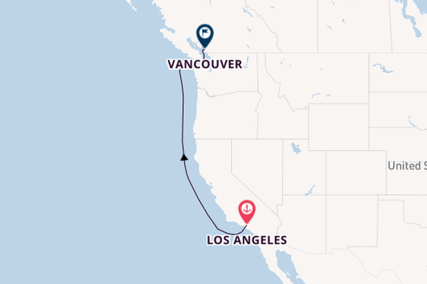 West Coast USA from Los Angeles, California with the Crown Princess