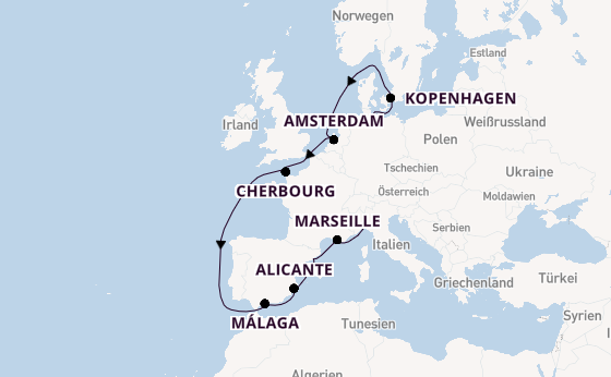 Westliches Mittelmeer ab Kiel, Deutschland auf der MSC Euribia