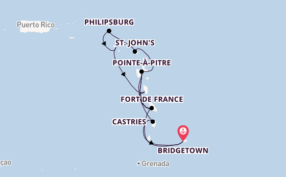Southern Caribbean from Bridgetown, Barbados with the MSC Meraviglia