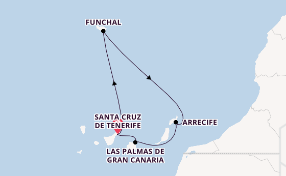 Canary Islands from Santa Cruz de Tenerife, Spain with the Azura