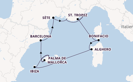 Westliches Mittelmeer ab Nizza, Frankreich auf der Silver Shadow