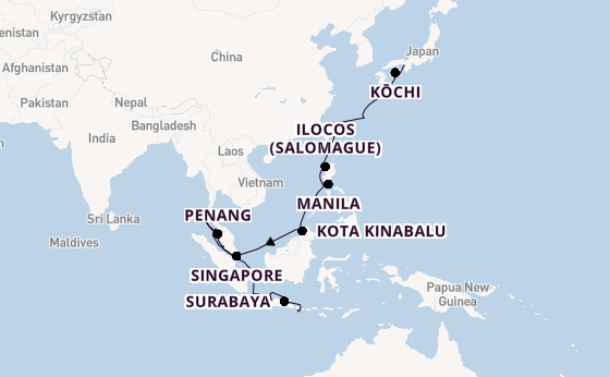Southeast Asia from Kobe, Japan with the Seven Seas Navigator