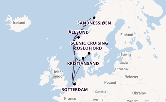 Noorwegen vanaf Amsterdam, Nederland met de Rotterdam