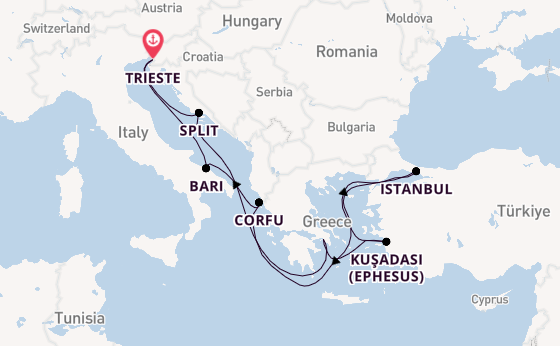 Mediterranean Sea from Trieste, Italy with the MSC Seaview