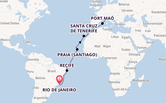 trans-Atlantisch vanaf Rio de Janeiro, Brazilië met de Seabourn Pursuit