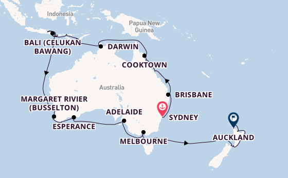 Australië en Nieuw-Zeeland vanaf Sydney, Australië met de Riviera