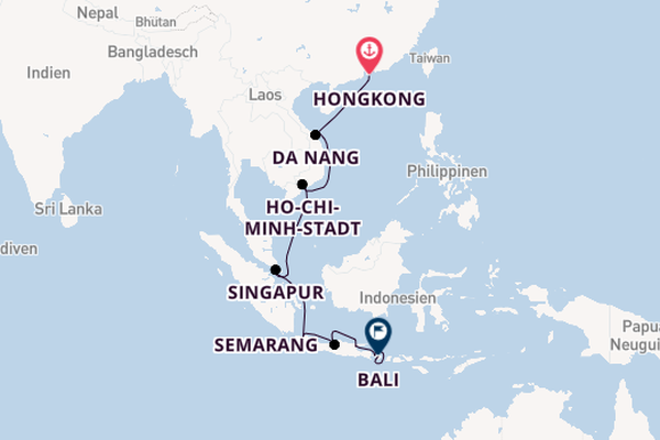 Südostasien ab Hongkong, China auf der Riviera