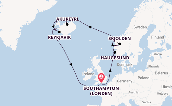 Noorwegen vanaf Southampton (Londen), Engeland met de Sky Princess