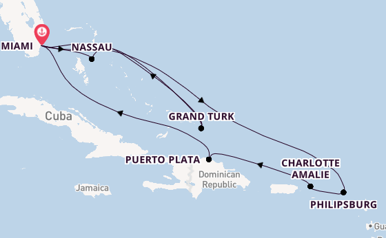 Caribbean from Miami, Florida with the MSC Seashore