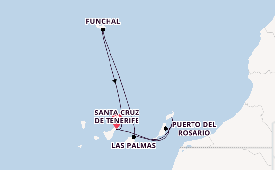 Kanarische Inseln ab Santa Cruz de Tenerife, Spanien auf der Costa Smeralda