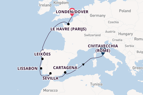 Westelijke Middellandse Zee vanaf Londen/Dover, Groot-Brittannië met de Carnival Miracle