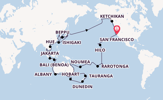 Transpacifisch vanaf San Francisco, Verenigde Staten met de Seven Seas Splendor