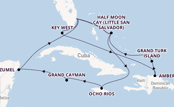 Caribbean from Fort Lauderdale (Port Everglades), Florida, USA with the Eurodam