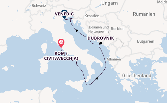 Mittelmeer ab Civitavecchia (Rom), Italien auf der Silver Ray