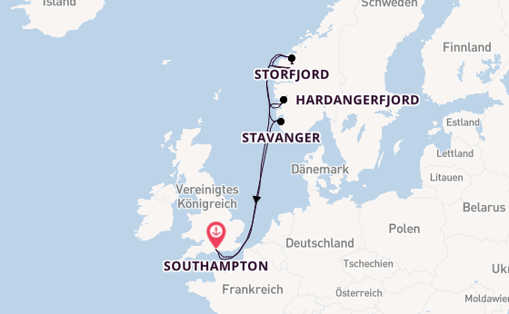 Norwegen ab Southampton, Großbritannien auf der Arvia