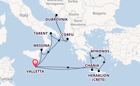 Mediterranean Sea from Valletta, Malta with the Azura