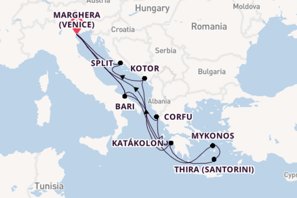 15daagse cruise met de Costa Deliziosa vanuit Marghera (Venice)
